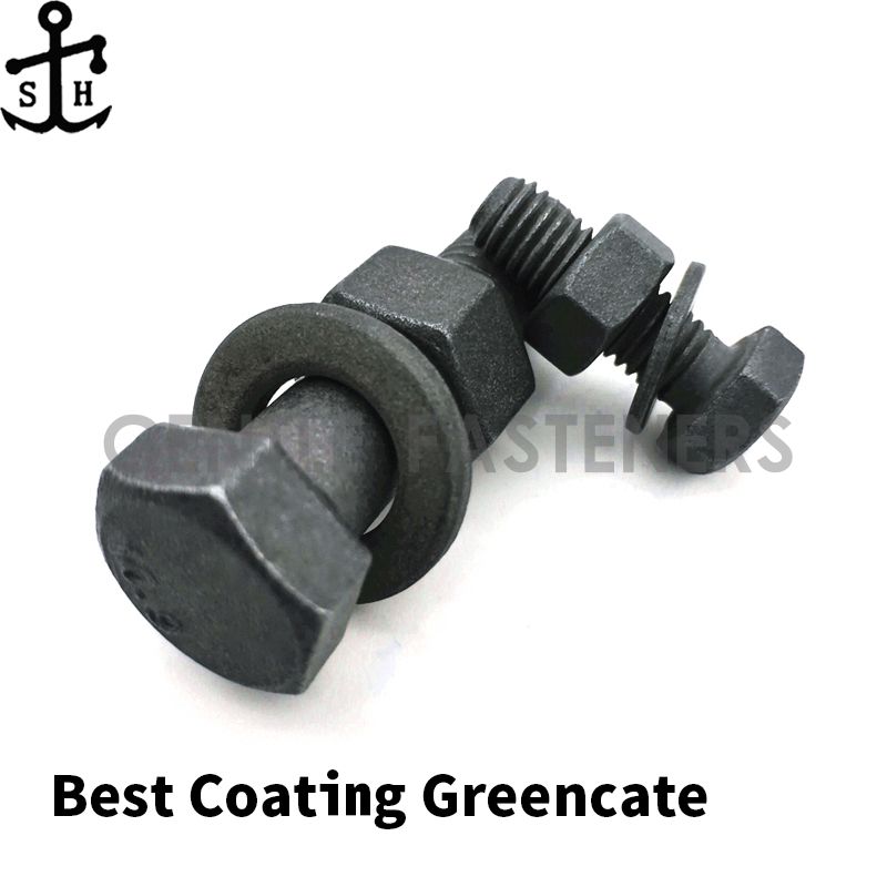 Greencate Coating DIN931 DIN933 Hex bolt with nut and washer