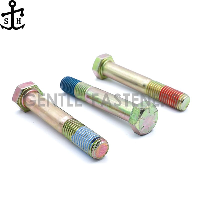 DIN931 color zinc plated Hexagon bolts with lock glue